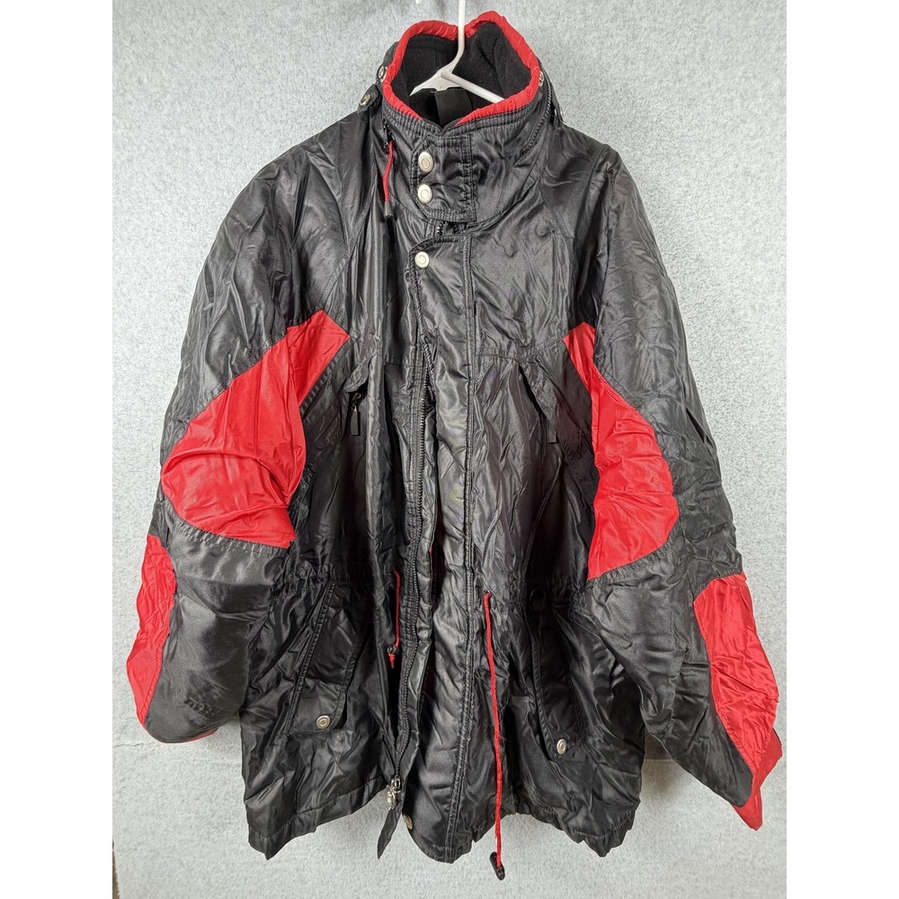 Vintage Marlboro Compass Jacket Mens 2XL‎ Black Red Hooded Ski Parka Winter 90s